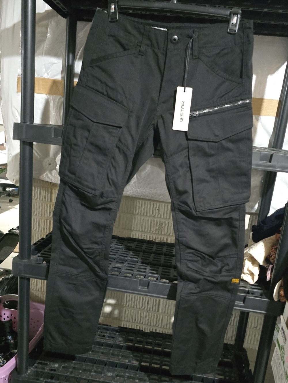 G-Star Black Men's Cargo Pants with Zip Pocket